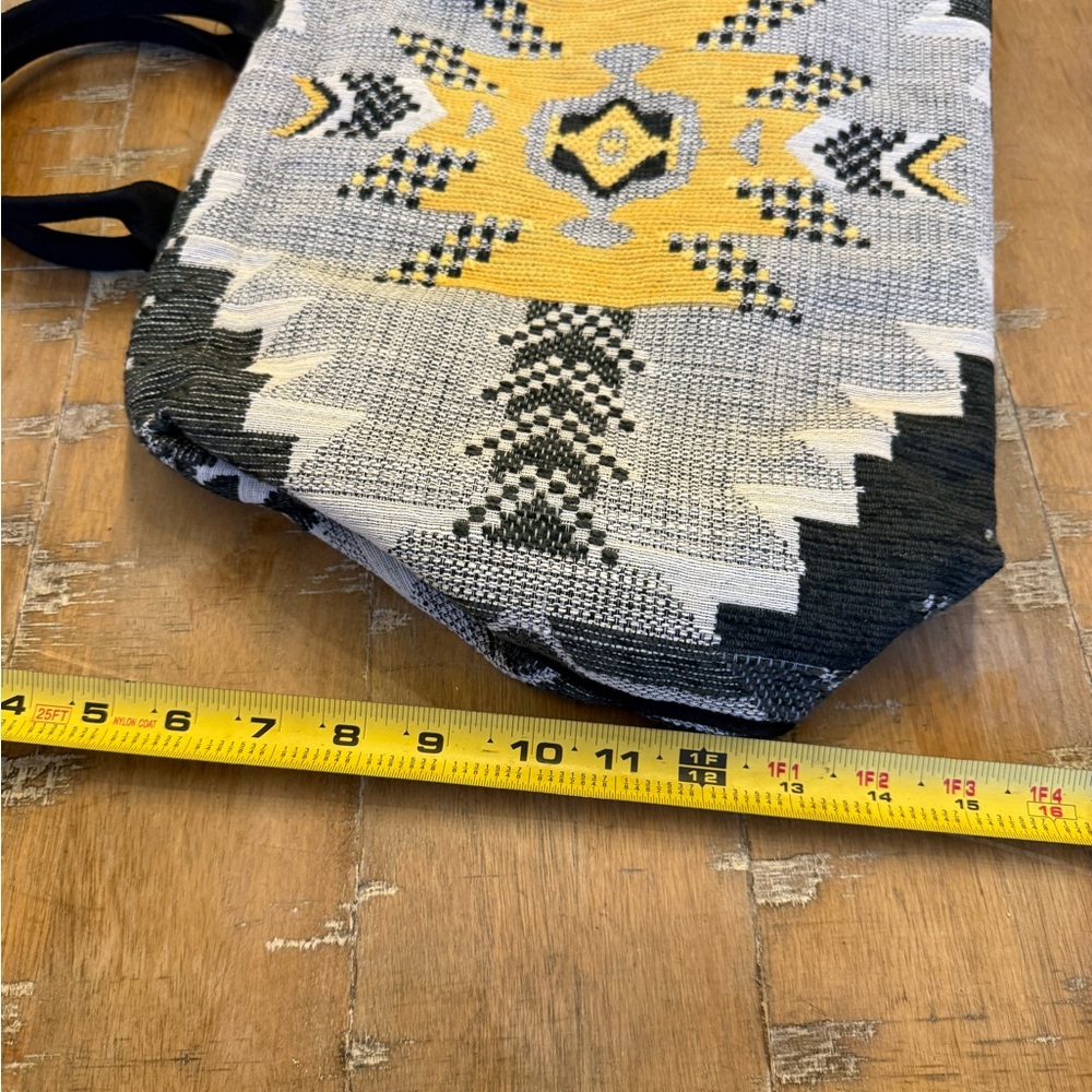 Atenti Tribal-Pattern Shoulder Bag in Yellow, Black & White - made in USA - Picture 10 of 10